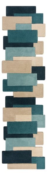 Plava/bež vunena staza 60x230 cm Abstract Collage – Flair Rugs