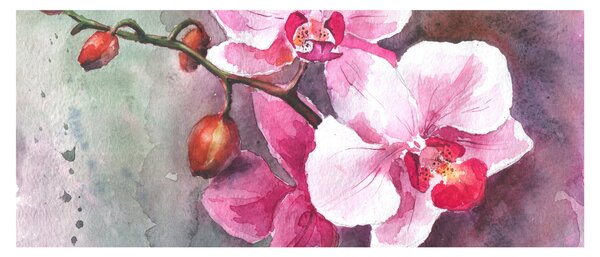 Slika - Orhideje, akvarel (120x50 cm)