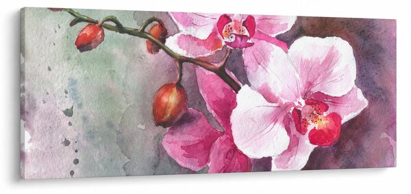 Slika - Orhideje, akvarel (120x50 cm)