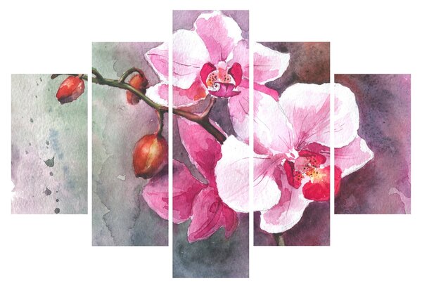 Slika - Orhideje, akvarel (150x105 cm)