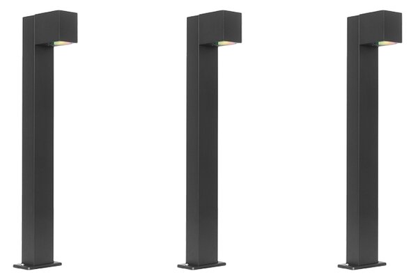 Set od 3 pametne vanjske stojeće svjetiljke crne 65 cm IP44 uklj. Zigbee GU10 - Baleno