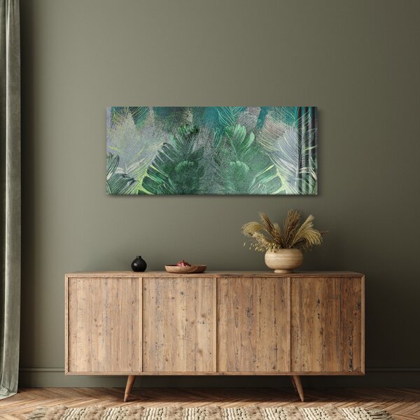 Slika - Betonska tekstura s lišćem (120x50 cm)