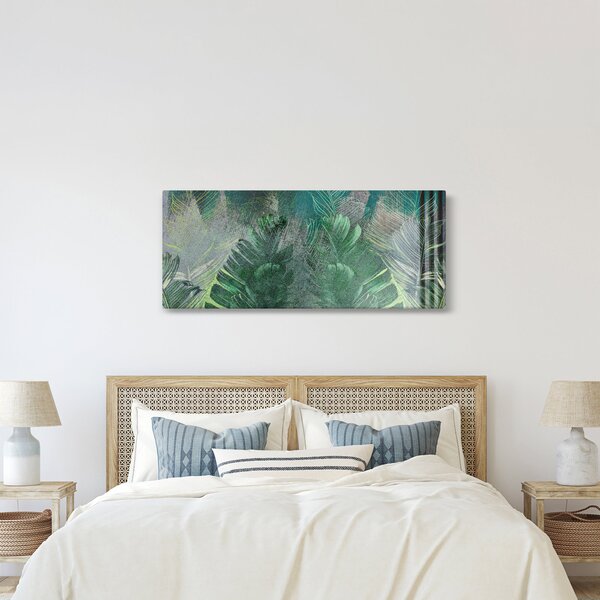 Slika - Betonska tekstura s lišćem (120x50 cm)