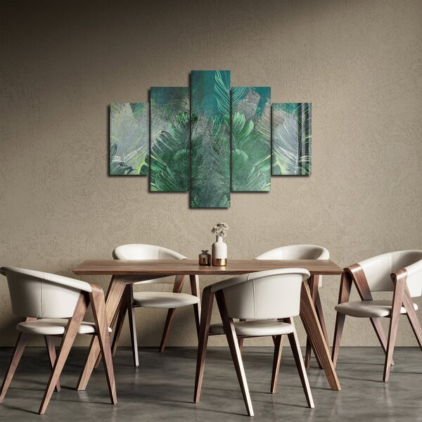 Slika - Betonska tekstura s lišćem (150x105 cm)