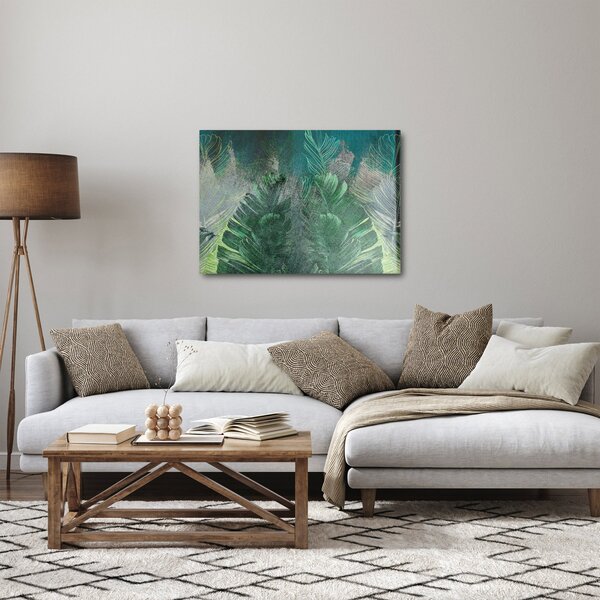 Slika - Betonska tekstura s lišćem (70x50 cm)
