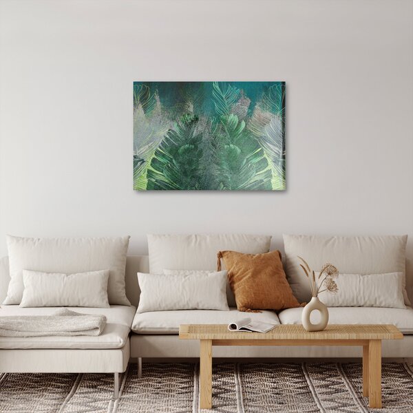 Slika - Betonska tekstura s lišćem (70x50 cm)
