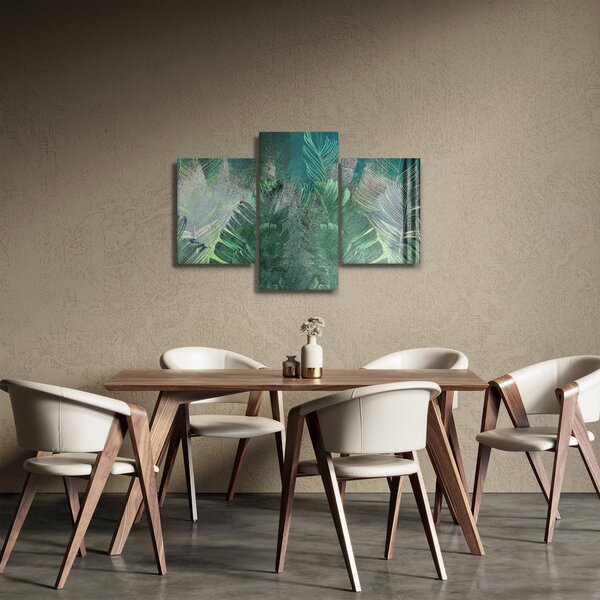 Slika - Betonska tekstura s lišćem (90x60 cm)