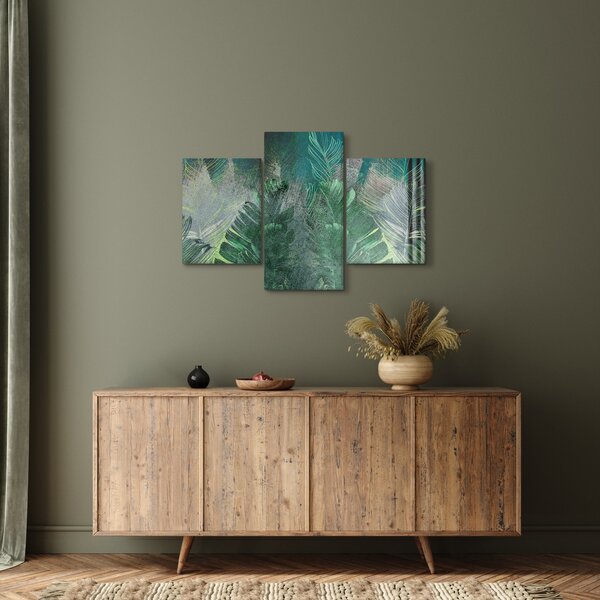 Slika - Betonska tekstura s lišćem (90x60 cm)