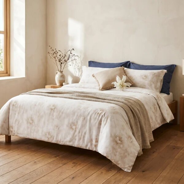 Posteljina Peony set s gornjom plahtom - Siva, 220x280/2x60x80 cm