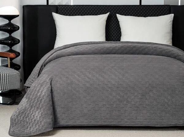 Baršunasti prekrivač za krevet ASTRALIA, sivi Dimenzije: 170 x 210 cm