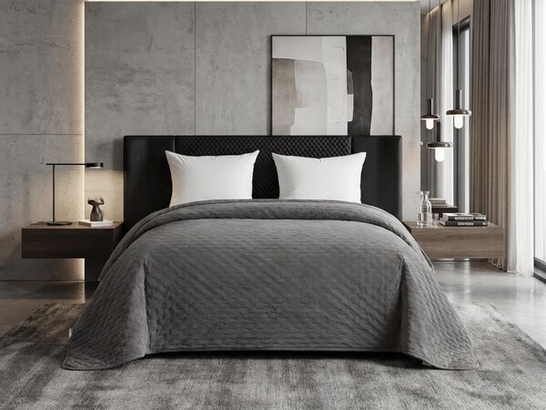 Baršunasti prekrivač za krevet ASTRALIA, sivi Dimenzije: 170 x 210 cm