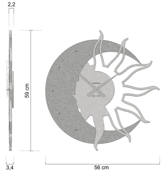 Zidni sat Sun and Moon 2 boje