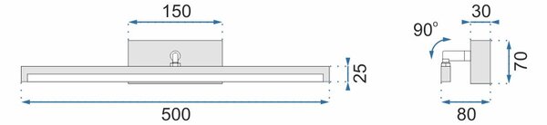 LED ZIDNA SVJETILJKA KUPAONICE IZNAD OGLEDALA 12W 50CM APP373-1W CRNA