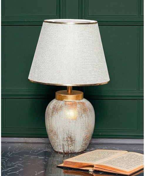 Krem/u zlatnoj boji stolna lampa s tekstilnim sjenilom (visina 47 cm) Yakamoz – Opviq lights
