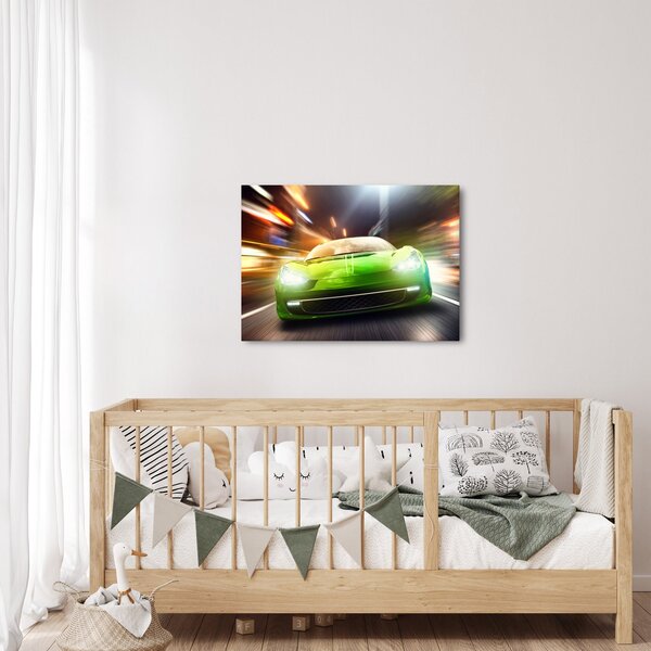 Slika - Zeleni trkaći auto (70x50 cm)