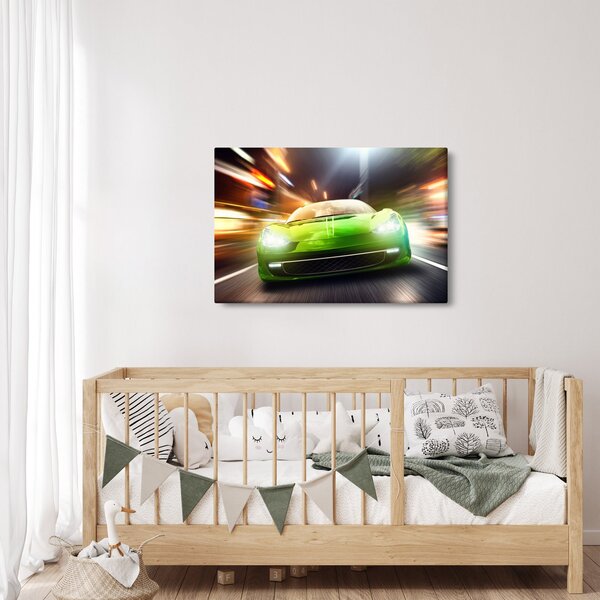 Slika - Zeleni trkaći auto (90x60 cm)