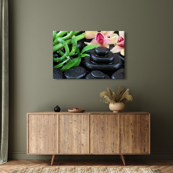 Slika - Kamenje i orhideje (90x60 cm)