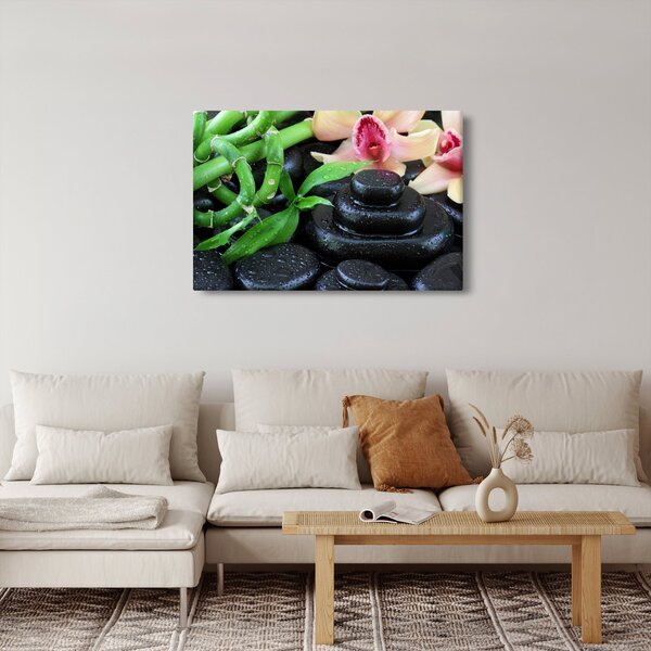 Slika - Kamenje i orhideje (90x60 cm)