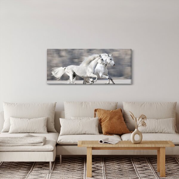 Slika - Bijeli konji zimi (120x50 cm)