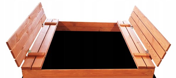 Dječji pješčanik na zatvaranje s klupama 140 x 140 cm impregniran