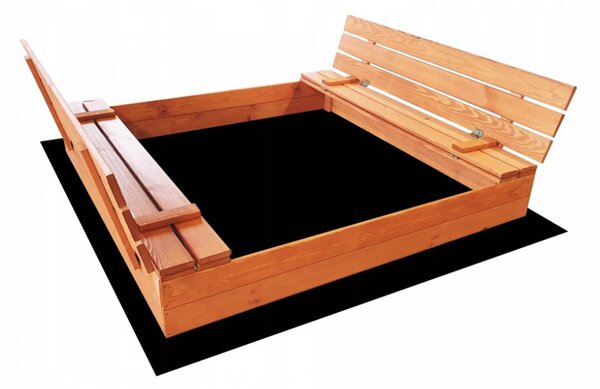Dječji pješčanik na zatvaranje s klupama 140 x 140 cm impregniran