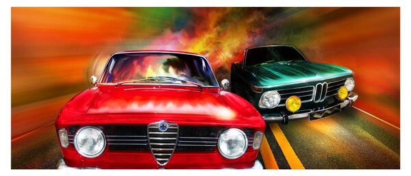 Slika - Retro trkaći automobili (120x50 cm)