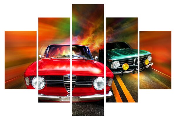 Slika - Retro trkaći automobili (150x105 cm)