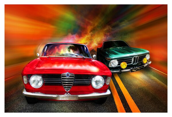 Slika - Retro trkaći automobili (90x60 cm)