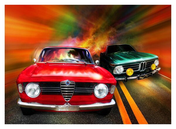 Slika - Retro trkaći automobili (70x50 cm)