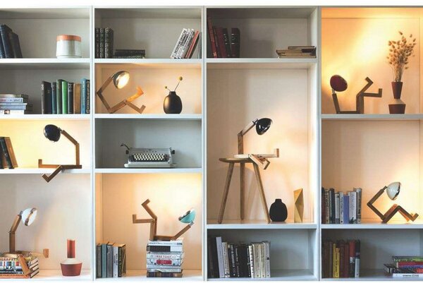 Stolne Lampa MR. WATTSON, Drvo, Dnevna soba, Drvo, Vintage
