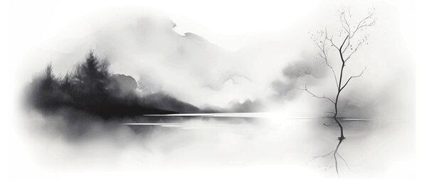 Slika - Slikanje pejzaža tušem (90x60 cm)