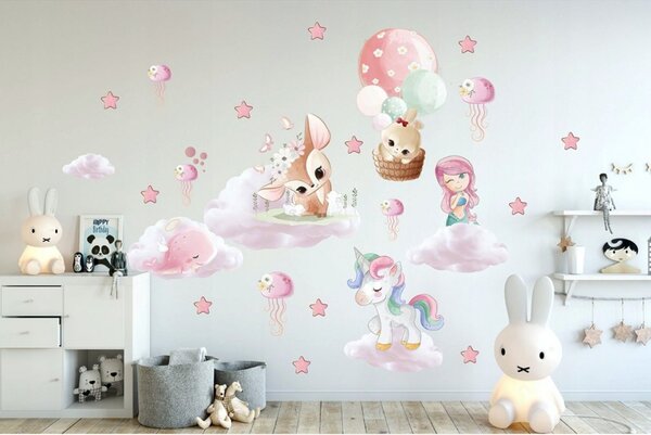 Zidna naljepnica s likovima iz bajke Fantasy girls 60 x 120 cm