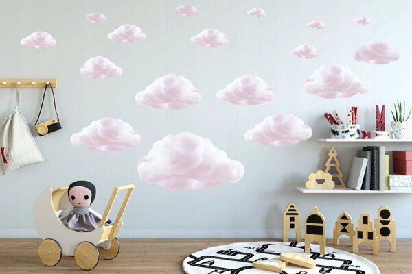 Slatka dječja zidna naljepnica Ružičasti oblaci 80 x 160 cm
