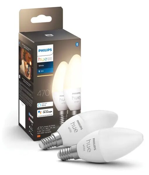 PHILIPS HUE pametna LED žarulja White 5.5W B39 E14 (2 kom) 8719514320628