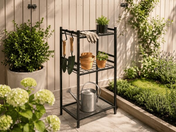 Metalna polica GARDEN GRID 74x40 cm, crna