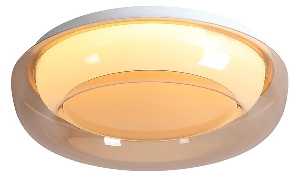 Searchlight LED stropna svjetiljka Jude Flush, jantar, Ø 30 cm, CCT, prigušiva, Smeđa / hrđa, Dnevni boravak/blagovaonica, Metal
