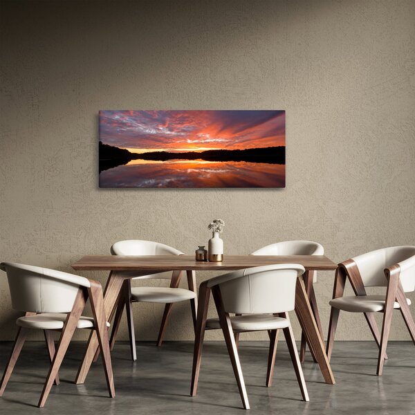 Slika - Zalazak sunca nad jezerom (120x50 cm)
