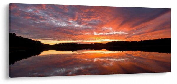 Slika - Zalazak sunca nad jezerom (120x50 cm)