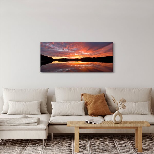 Slika - Zalazak sunca nad jezerom (120x50 cm)