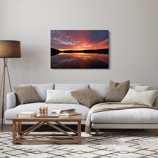 Slika - Zalazak sunca nad jezerom (90x60 cm)