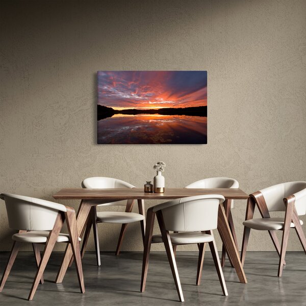 Slika - Zalazak sunca nad jezerom (90x60 cm)