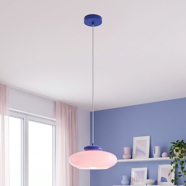 EGLO Berardelli viseća lampa, ružičasto/plava, ravna, Ø 30 cm, staklo, E27, prigušiva, Ružičasta ruža, Dnevni boravak/blagovaonica, Staklo