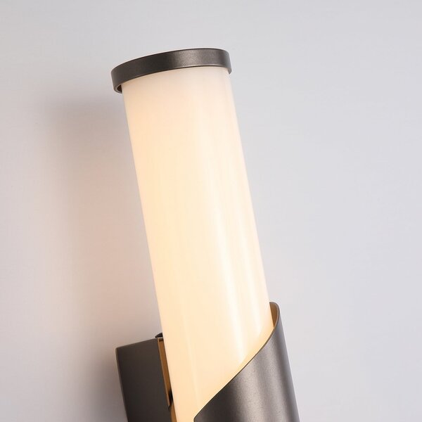 Searchlight LED zidna svjetiljka za obavijanje, IP44, bronca, metal, staklo, 3.000 K, prigušiva, Bronca / stari mesing, kupaonica, Metal