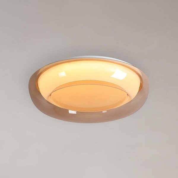 Searchlight LED stropna svjetiljka Jude Flush, jantar, Ø 40 cm, CCT, prigušiva, Smeđa / hrđa, Dnevni boravak/blagovaonica, Metal