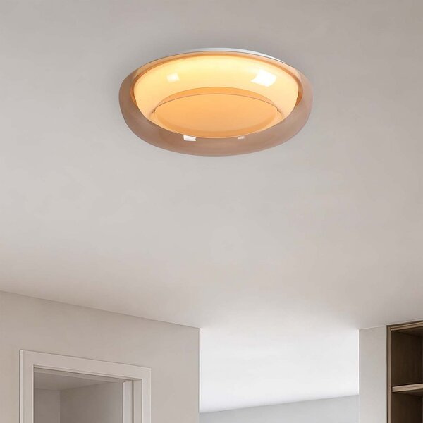 Searchlight LED stropna svjetiljka Jude Flush, jantar, Ø 40 cm, CCT, prigušiva, Smeđa / hrđa, Dnevni boravak/blagovaonica, Metal