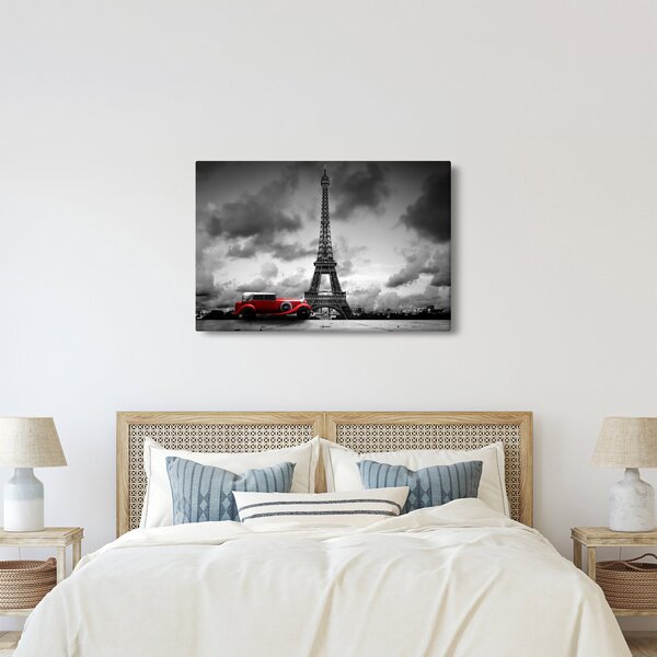 Slika - Eiffelov toranj i crveni auto (90x60 cm)