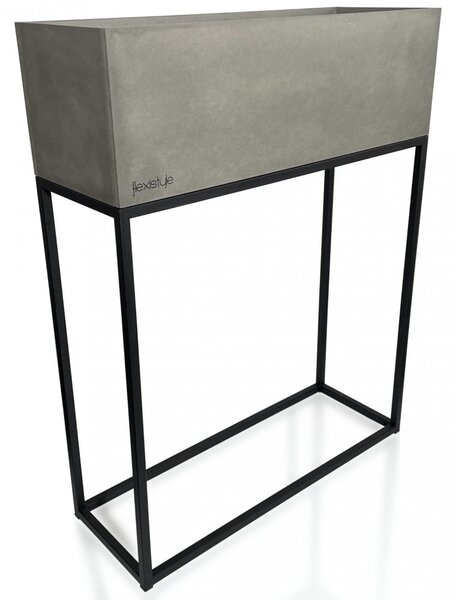Metalna visoka žardinjera u sivoj boji s glatkom površinom LOFT FIORINO 62X22X80 cm
