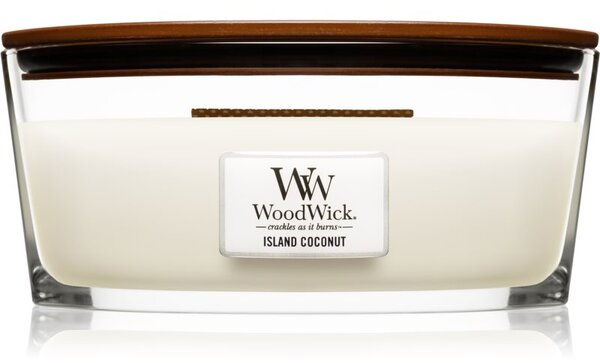 Woodwick Island Coconut mirisna svijeća s drvenim fitiljem (hearthwick) 453 g
