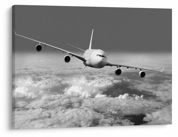 Slika - Avion u oblacima, crno-bijeli (70x50 cm)