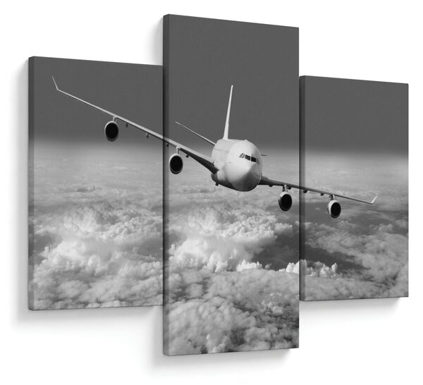 Slika - Avion u oblacima, crno-bijeli (90x60 cm)